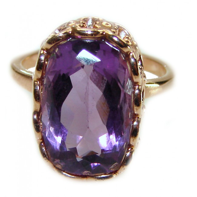 Dramatic design 11.8 carat Amethyst 14K Gold over .925 Sterling Silver Handcrafted Ring size 9