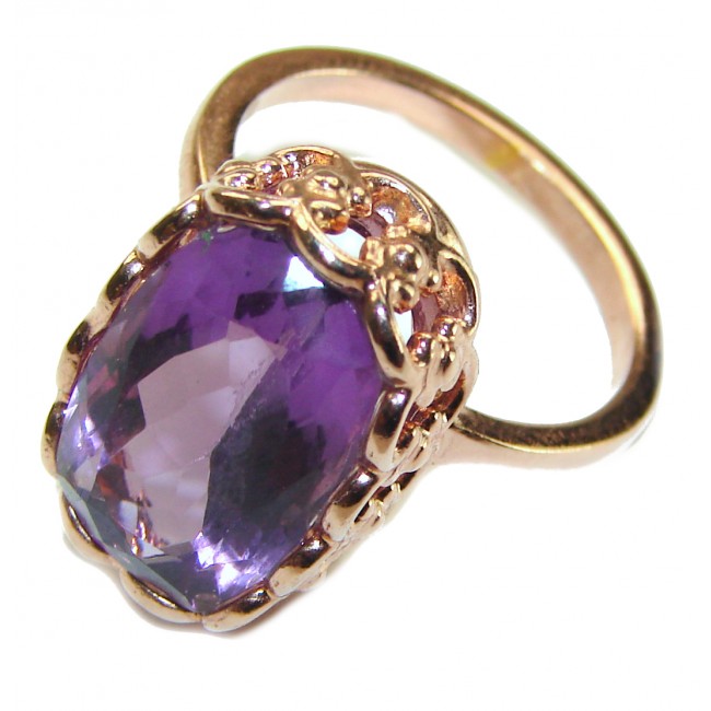 Dramatic design 11.8 carat Amethyst 14K Gold over .925 Sterling Silver Handcrafted Ring size 9