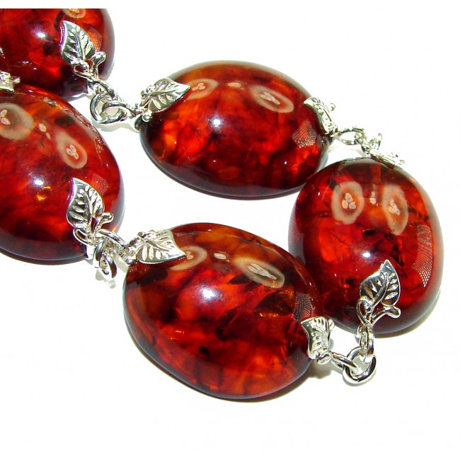 Cognac Color Beautiful Amber .925 Sterling Silver handcrafted Bracelet