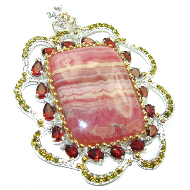 Genuine Argentinian Rhodochrosite .925 Sterling Silver handmade Pendant