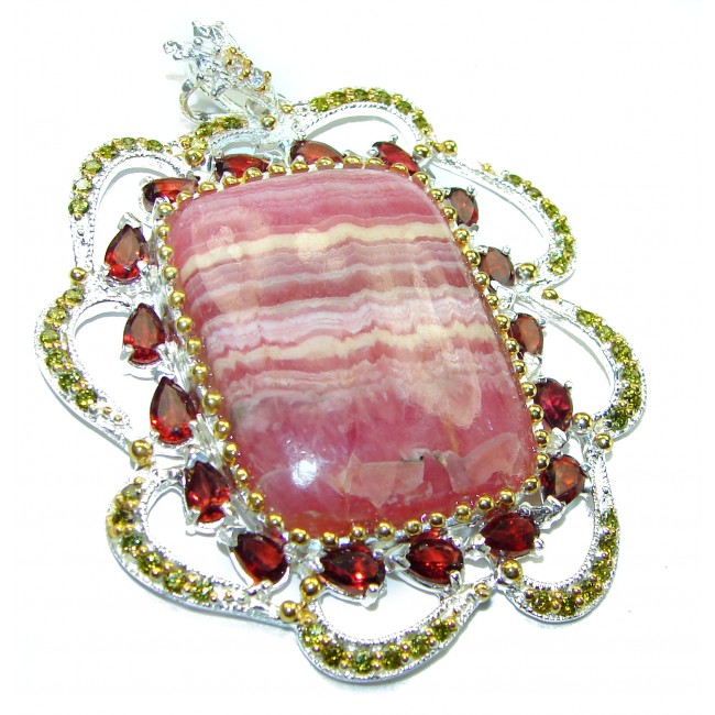 Genuine Argentinian Rhodochrosite .925 Sterling Silver handmade Pendant