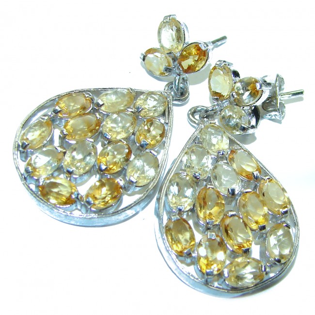 Luxurious Style Natural Citrine .925 Sterling Silver handmade Statement earrings