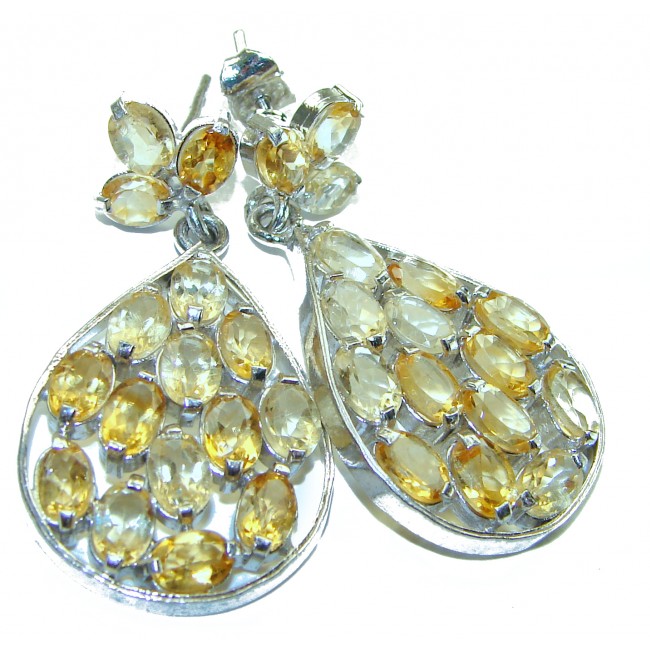 Luxurious Style Natural Citrine .925 Sterling Silver handmade Statement earrings