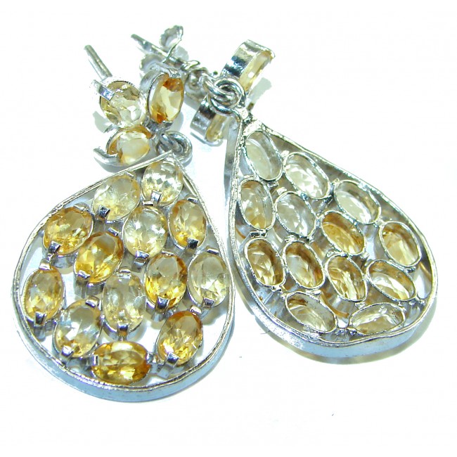 Luxurious Style Natural Citrine .925 Sterling Silver handmade Statement earrings