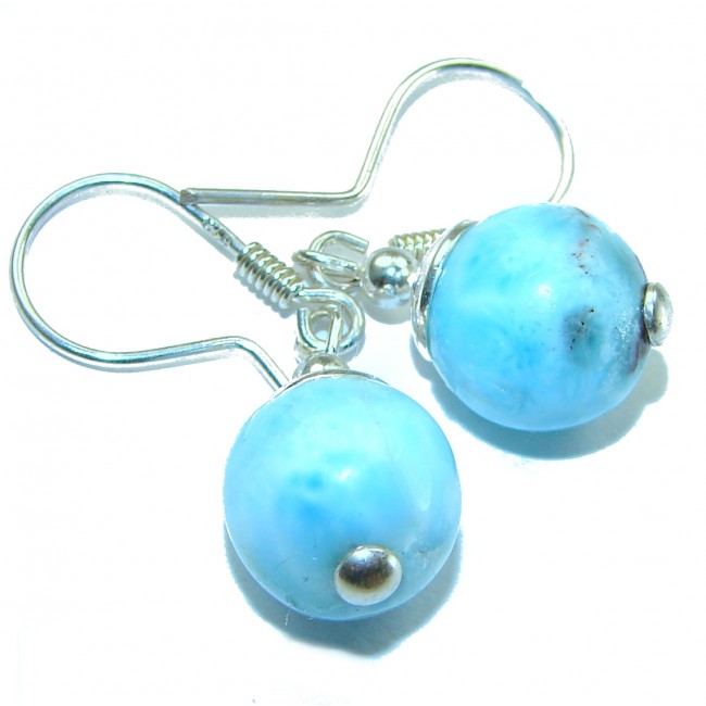 Precious Blue Larimar .925 Sterling Silver handmade earrings