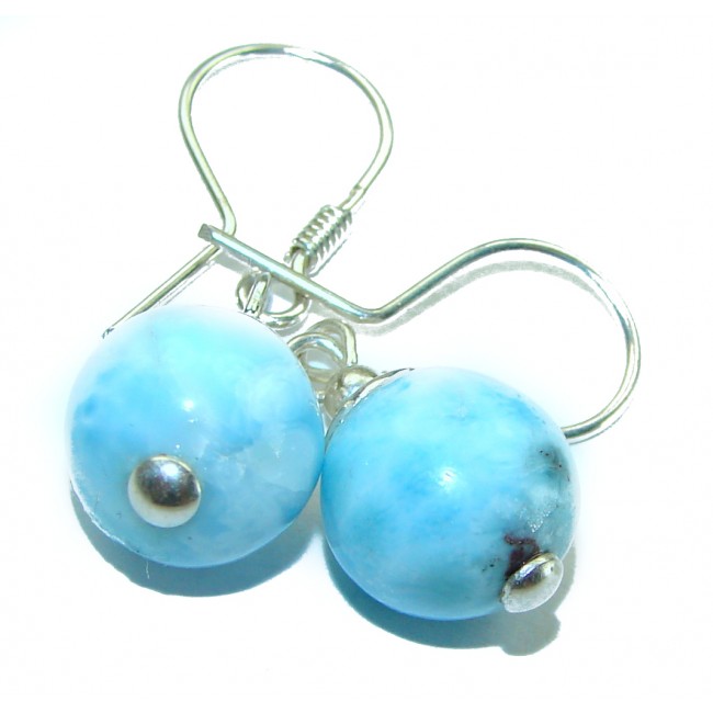 Precious Blue Larimar .925 Sterling Silver handmade earrings