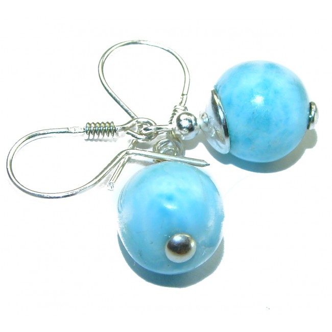 Precious Blue Larimar .925 Sterling Silver handmade earrings