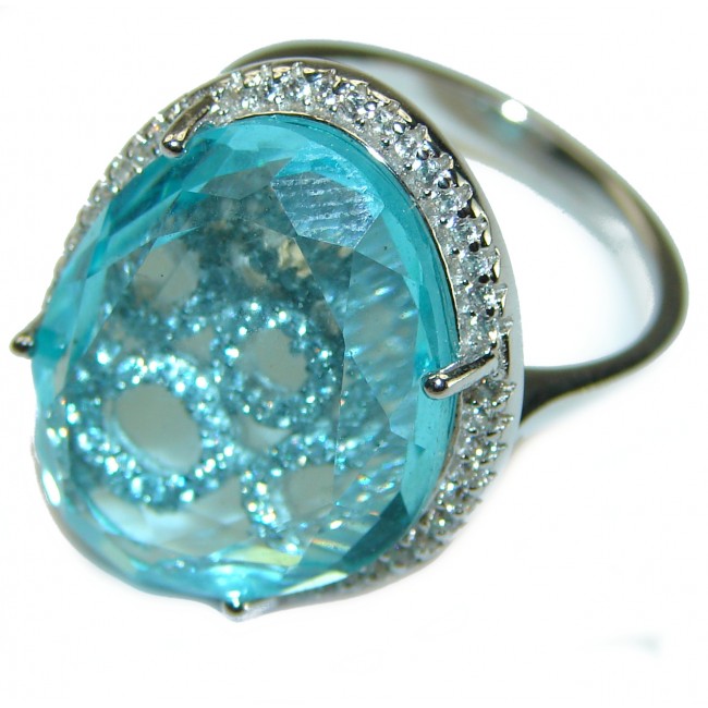 Eau Pure 18.5 carat Swiss Blue Topaz .925 Sterling Silver Handcrafted Ring size 7