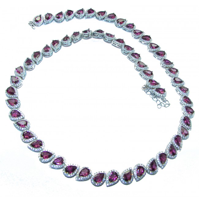 Luxurious authentic Garnet .925 Sterling Silver handcrafted Statement necklace