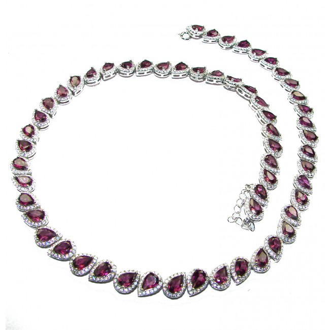 Luxurious authentic Garnet .925 Sterling Silver handcrafted Statement necklace