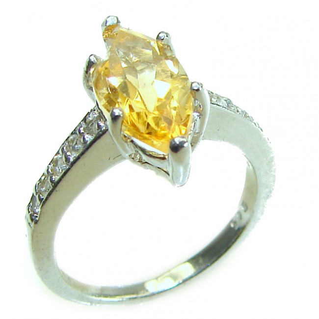 Authentic 3.2 carat Citrine .925 Sterling Silver handmade Cocktail Ring s. 5