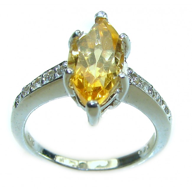 Authentic 3.2 carat Citrine .925 Sterling Silver handmade Cocktail Ring s. 5