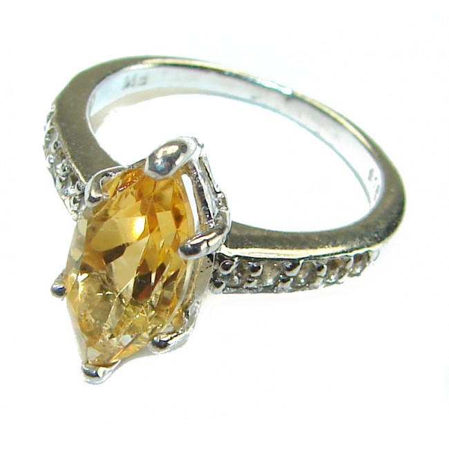 Authentic 3.2 carat Citrine .925 Sterling Silver handmade Cocktail Ring s. 5