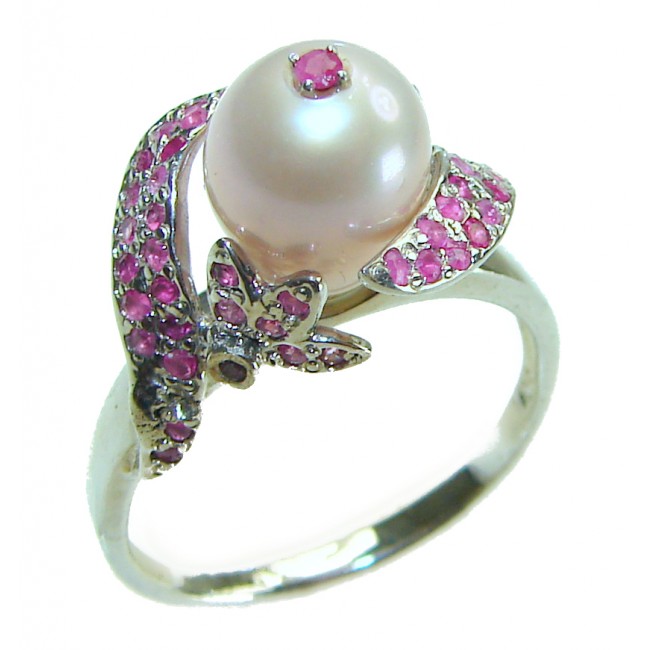 Pearl Ruby .925 Sterling Silver brilliantly handcrafted ring s. 8