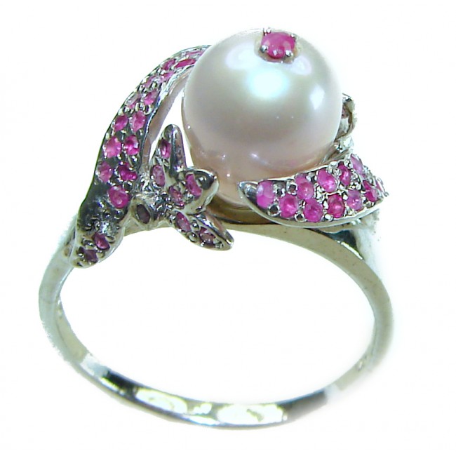 Pearl Ruby .925 Sterling Silver brilliantly handcrafted ring s. 8