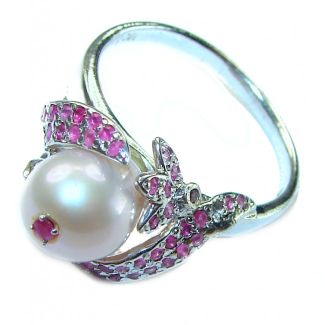 Pearl Ruby .925 Sterling Silver brilliantly handcrafted ring s. 8