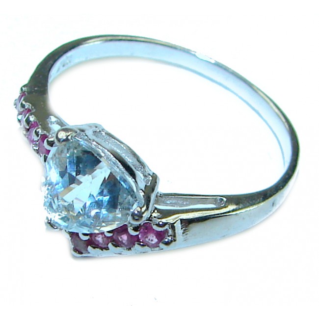 Precious 3.5 carat AQUAMARINE .925 Sterling Silver Handcrafted Ring size 8 1/2