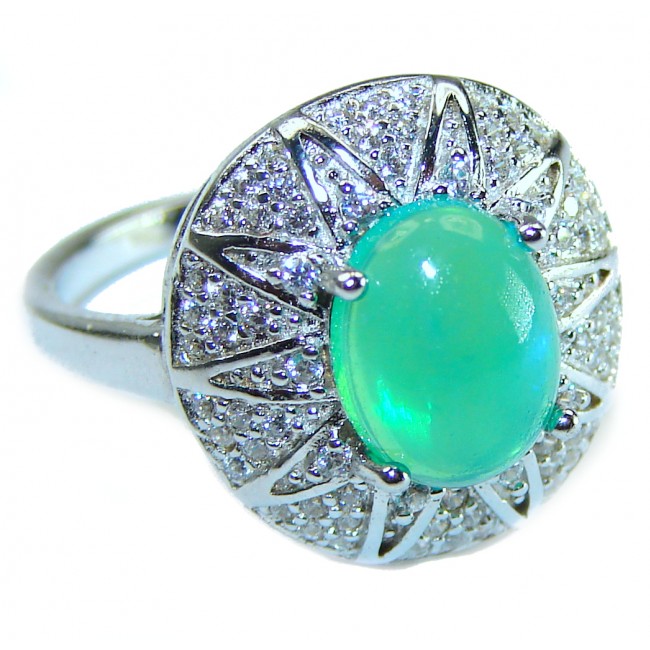 Authentic Green Opal .925 Sterling Silver ring s. 6