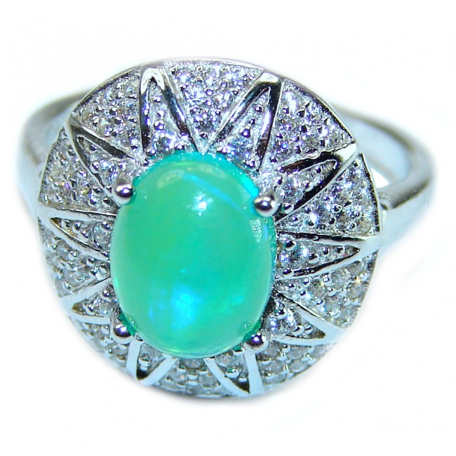 Authentic Green Opal .925 Sterling Silver ring s. 6