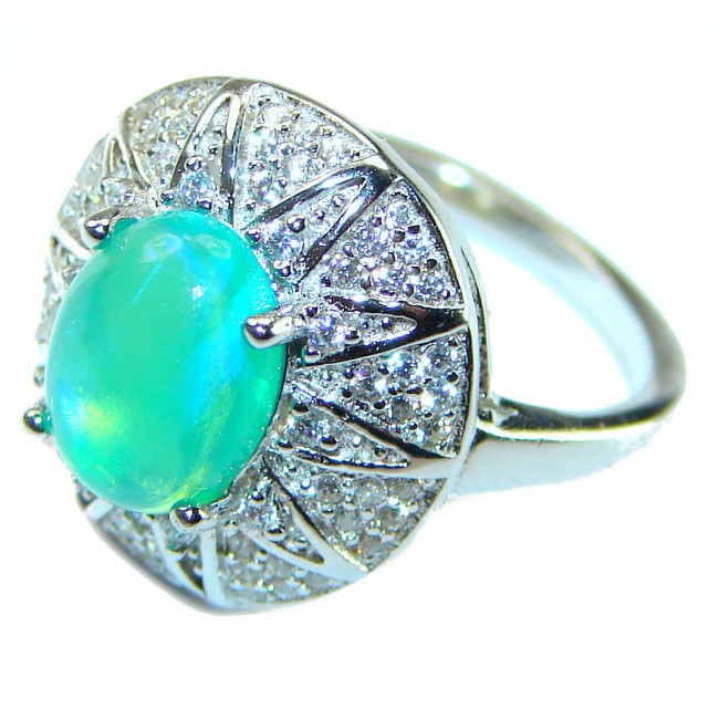 Authentic Green Opal .925 Sterling Silver ring s. 6