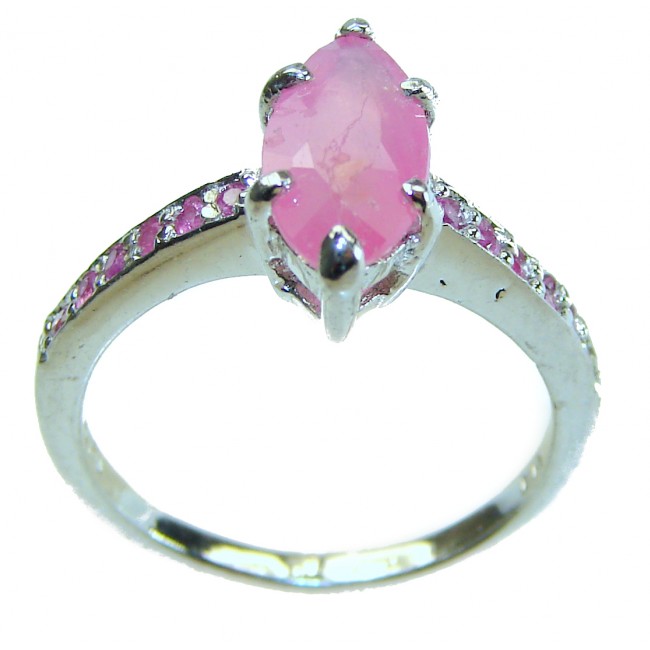 Authentic 3.3 carat Ruby .925 Sterling Silver handmade Cocktail Ring s. 7