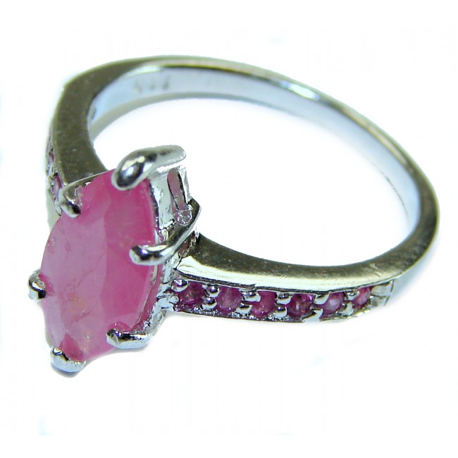 Authentic 3.3 carat Ruby .925 Sterling Silver handmade Cocktail Ring s. 7