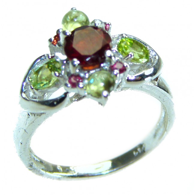 Blooming Rose Authentic Garnet .925 Sterling Silver handcrafted Ring size 5