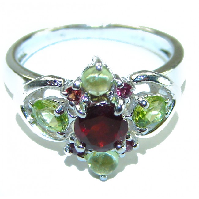 Blooming Rose Authentic Garnet .925 Sterling Silver handcrafted Ring size 5