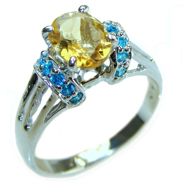 Authentic 4.2 carat Citrine .925 Sterling Silver handmade Cocktail Ring s. 7