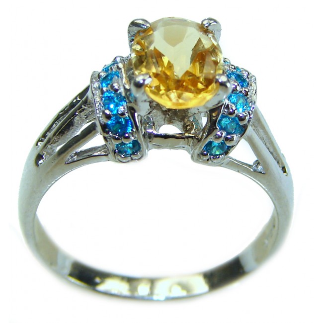 Authentic 4.2 carat Citrine .925 Sterling Silver handmade Cocktail Ring s. 7