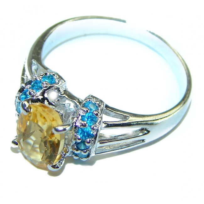 Authentic 4.2 carat Citrine .925 Sterling Silver handmade Cocktail Ring s. 7