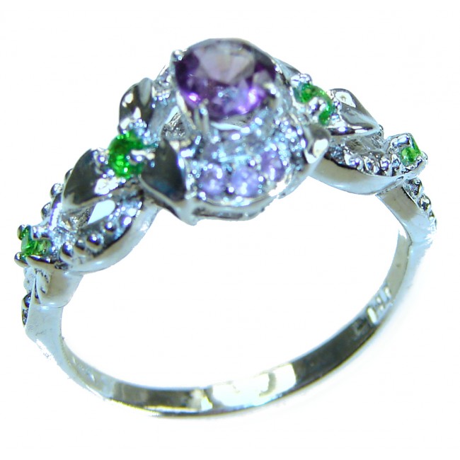 Purple design 4.5 carat Amethyst .925 Sterling Silver Handcrafted Ring size 9