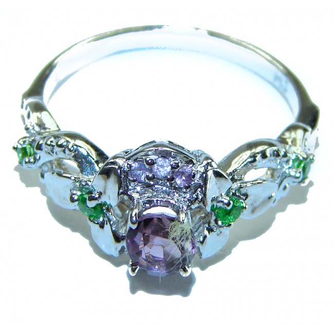 Purple design 4.5 carat Amethyst .925 Sterling Silver Handcrafted Ring size 9