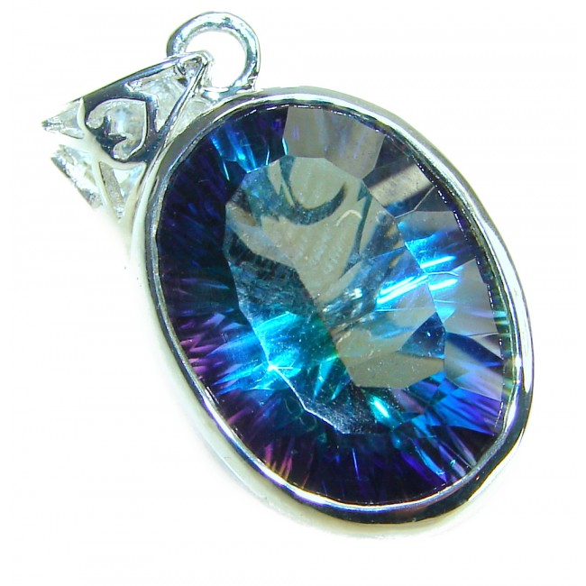 18.5 carat oval cut Mystic Topaz .925 Sterling Silver handcrafted Pendant