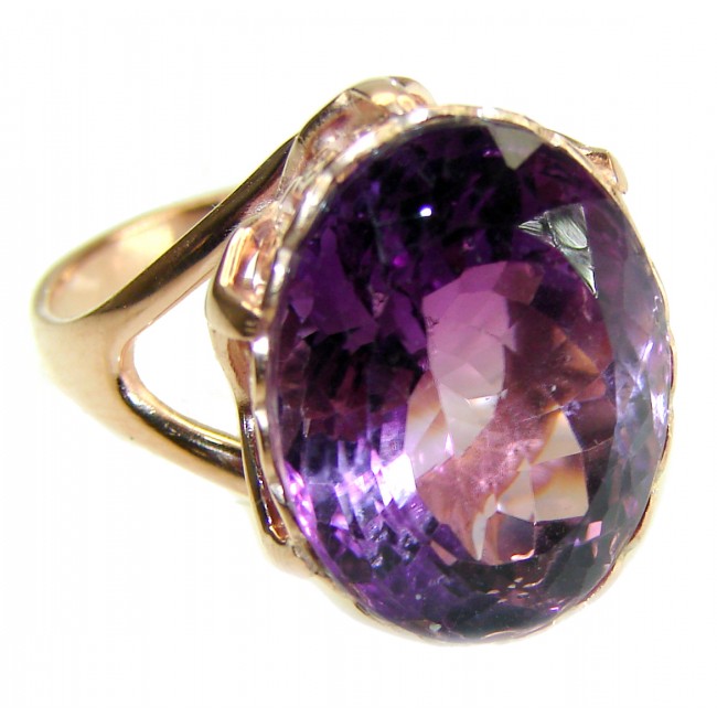 Dramatic design 18.8 carat Amethyst 14K Gold over .925 Sterling Silver Handcrafted Ring size 8