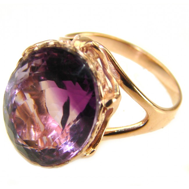 Dramatic design 18.8 carat Amethyst 14K Gold over .925 Sterling Silver Handcrafted Ring size 8