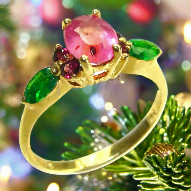 Authentic 4.3 carat Ruby 14K Gold over .925 Sterling Silver handmade Cocktail Ring s. 8 1/4