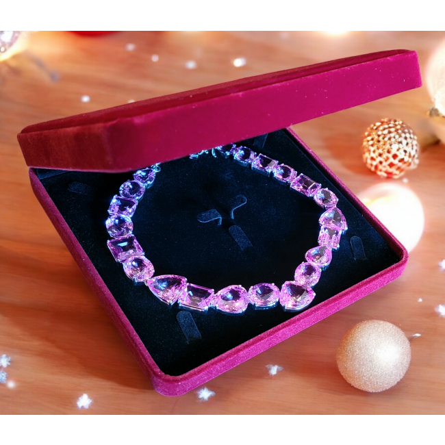 Rose des Vents Pink Sapphire .925 Sterling Silver handcrafted Large Statement necklace, 167.5 grams