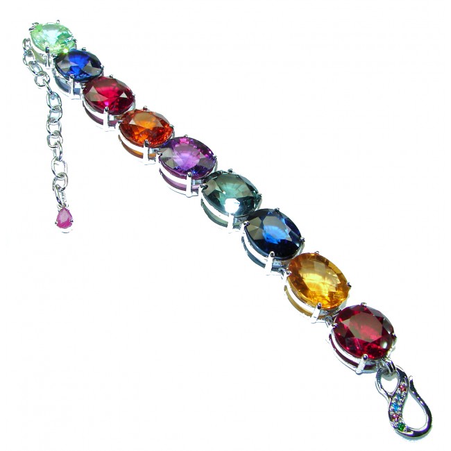 Tutti Frutti multi-colored Topaz .925 Sterling Silver brilliantly handcrafted Bracelet