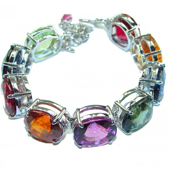 Tutti Frutti multi-colored Topaz .925 Sterling Silver brilliantly handcrafted Bracelet