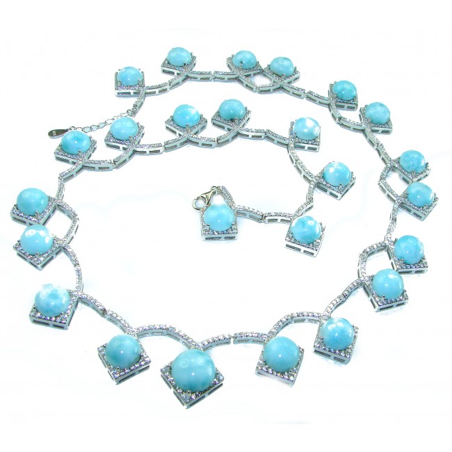 Caribbean Beauty Genuine Blue Larimar .925 Sterling Silver handmade Necklace