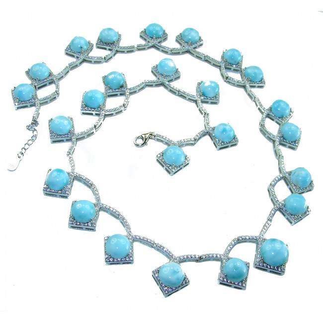 Caribbean Beauty Genuine Blue Larimar .925 Sterling Silver handmade Necklace