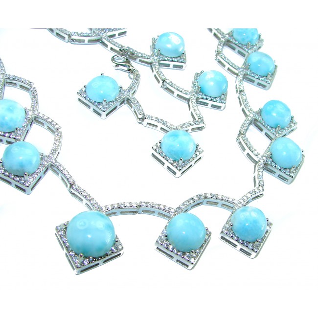 Caribbean Beauty Genuine Blue Larimar .925 Sterling Silver handmade Necklace