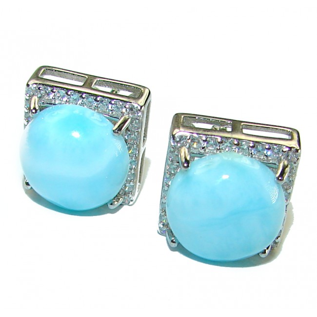 Caribbean Beauty Genuine Blue Larimar .925 Sterling Silver handmade earrings