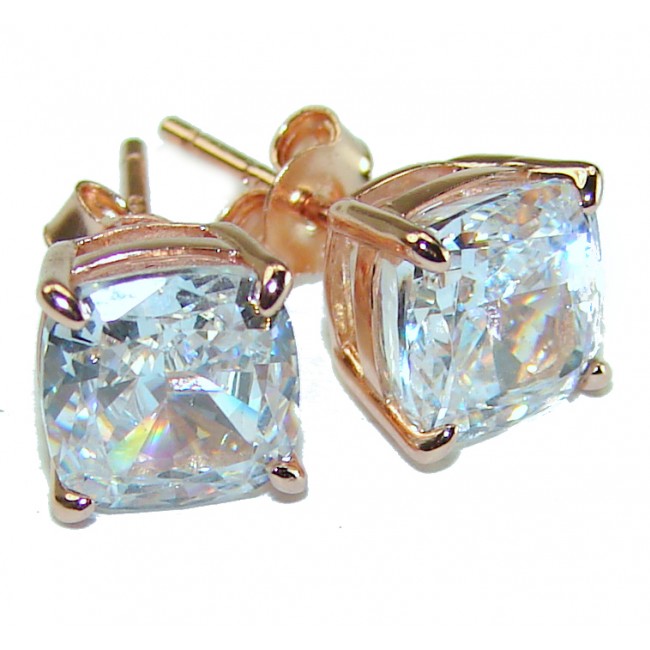 Exclusive White Topaz 14K Rose Gold over .925 Sterling Silver handcrafted Earrings