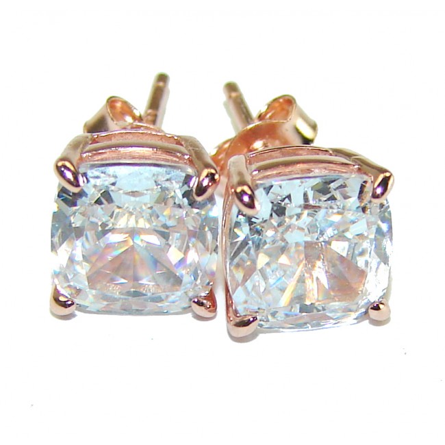 Exclusive White Topaz 14K Rose Gold over .925 Sterling Silver handcrafted Earrings