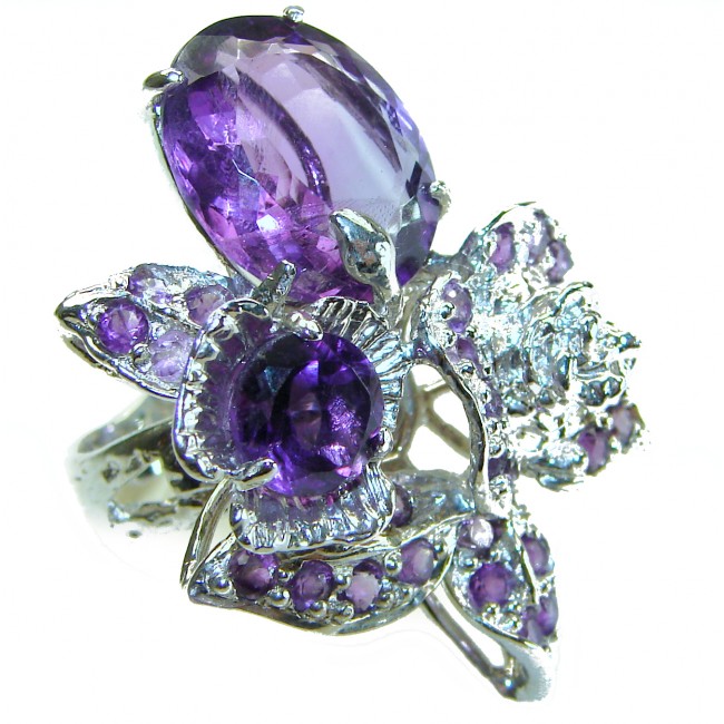 Lavender Fields authentic Amethyst .925 Sterling Silver handcrafted Statement Ring size 8