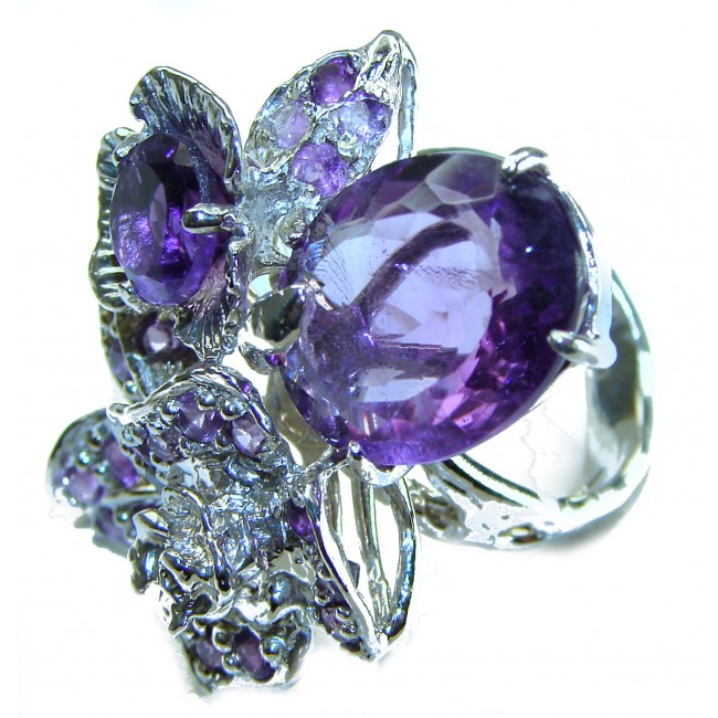 Lavender Fields authentic Amethyst .925 Sterling Silver handcrafted Statement Ring size 8