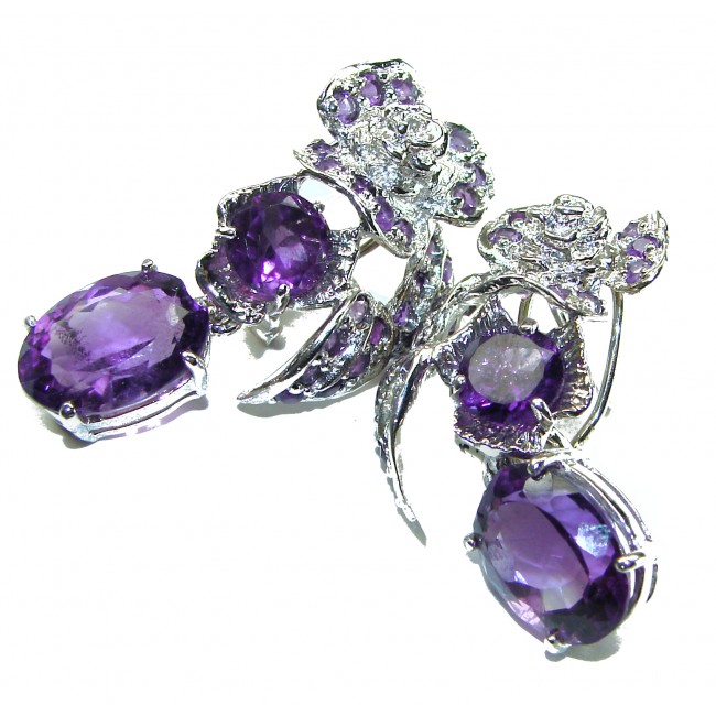 Lavender Fields authentic Amethyst .925 Sterling Silver handcrafted Statement earrings