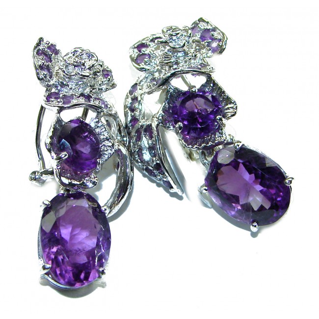 Lavender Fields authentic Amethyst .925 Sterling Silver handcrafted Statement earrings